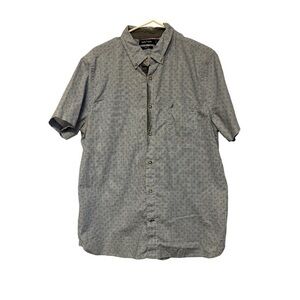 Nautica Blue Casual Button Down Short Sleeve Pattern Shirt Size Large EUC #4160